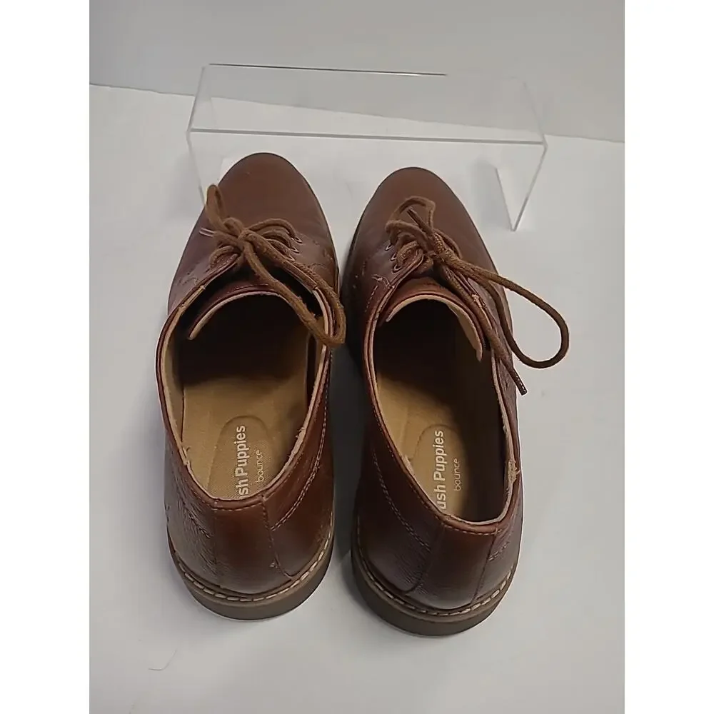 Hush Puppies Bounce Mens 10.5 Oxford Brown Leather Plain Toe Lace Up